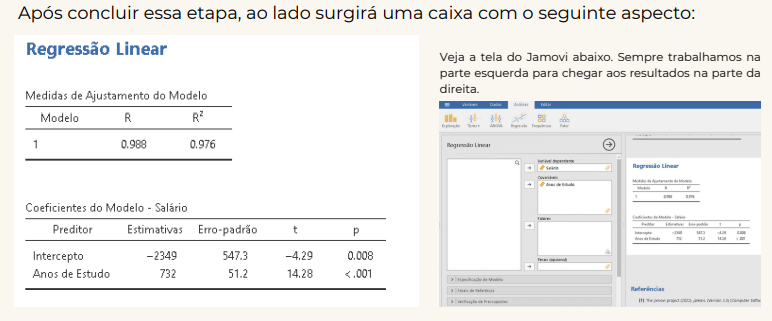 Regressão linear Jamovi