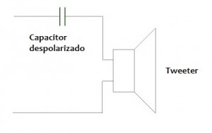 Ligação do capacitor despolarizado ao tweeter